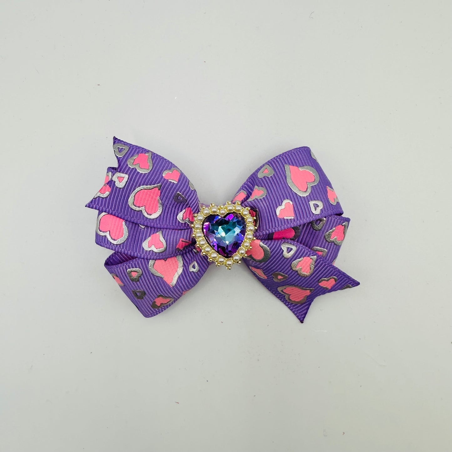 Purple Hearts Twisted Bow