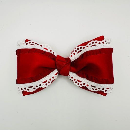 Red and White Scalloped Bow