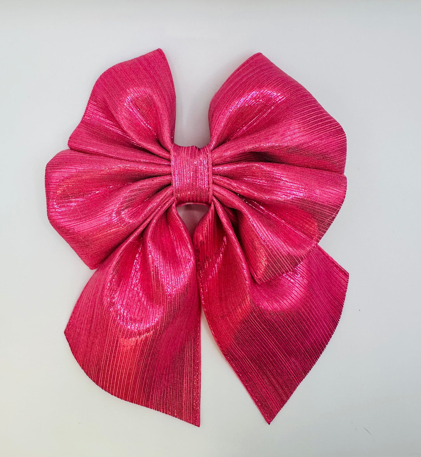 Shiny Pink Bow with Tails